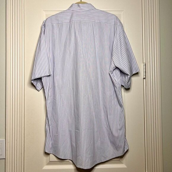 Byron and Poole White with Blue Stripes Short Sleeve Cotton Shirt - Picture 2 of 4